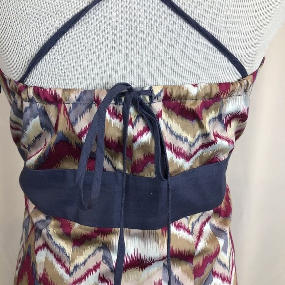 BCBGeneration Maxi Dress Size Small Chevron Stripe Blue Gray Maroon - Picture 6 of 12